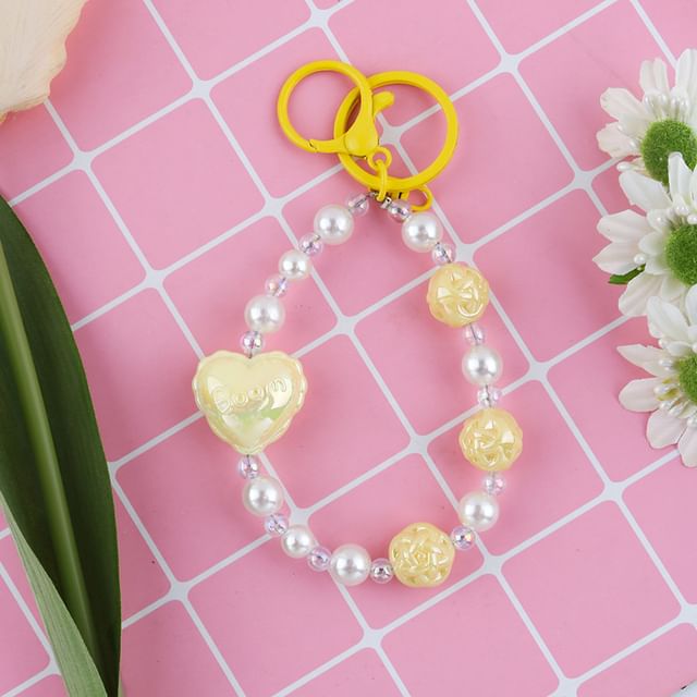 Heart Faux Pearl Keyring