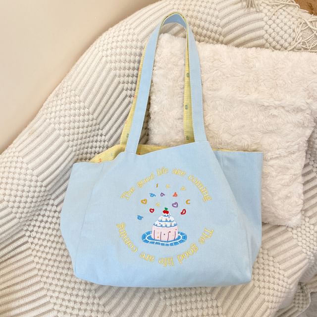 Embroidered Canvas Tote Bag