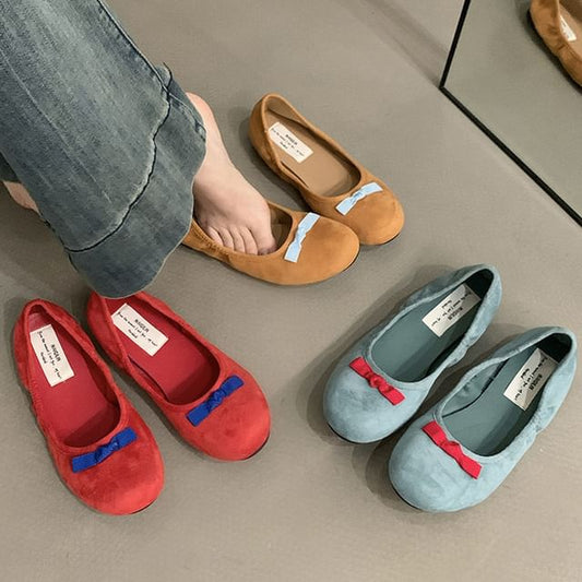 Bow Faux Suede Flats