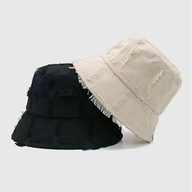 Hat Distressed Edge Frayed Bucket
