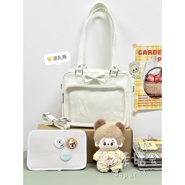 Bow PVC Panel Tote Bag / Bag Charm / Set