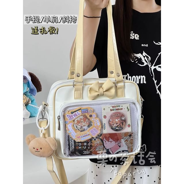 Bow PVC Panel Tote Bag / Bag Charm / Set