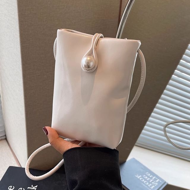 Leather Plain Bag Faux Crossbody