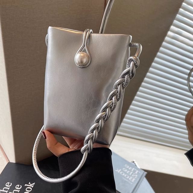 Leather Plain Bag Faux Crossbody