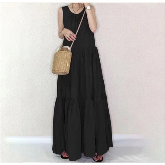 Scoop Neck Sleeveless Solid Sundress Maxi