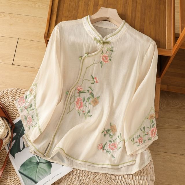 Flower Embroidered Blouse