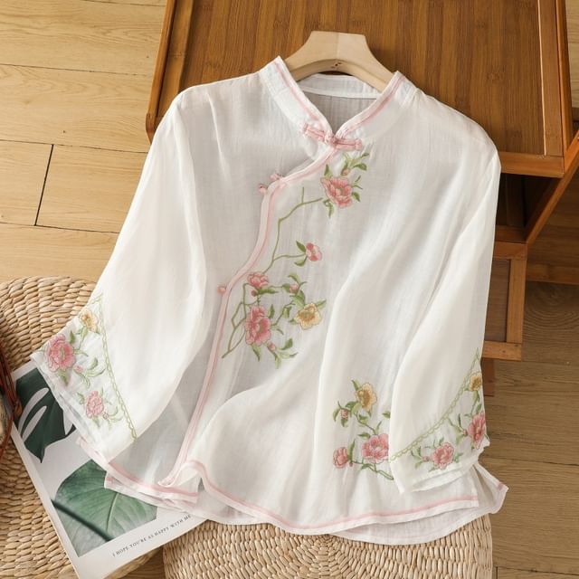 Flower Embroidered Blouse