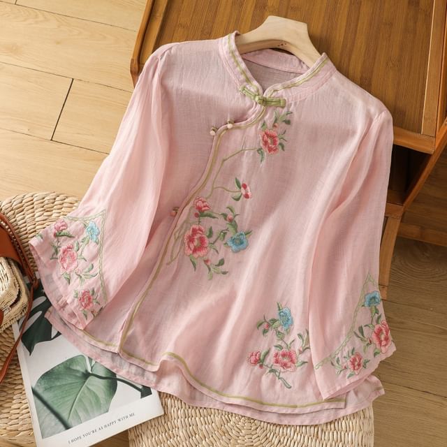 Flower Embroidered Blouse