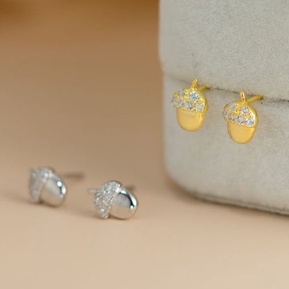 Rhinestone Acorn Stud Earring