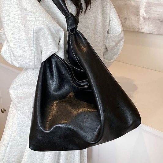 Knotted Faux Leather Tote Bag