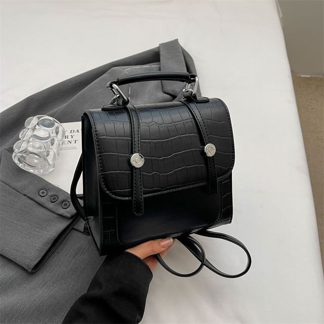 Crocodile Grain Flap Panel Backpack