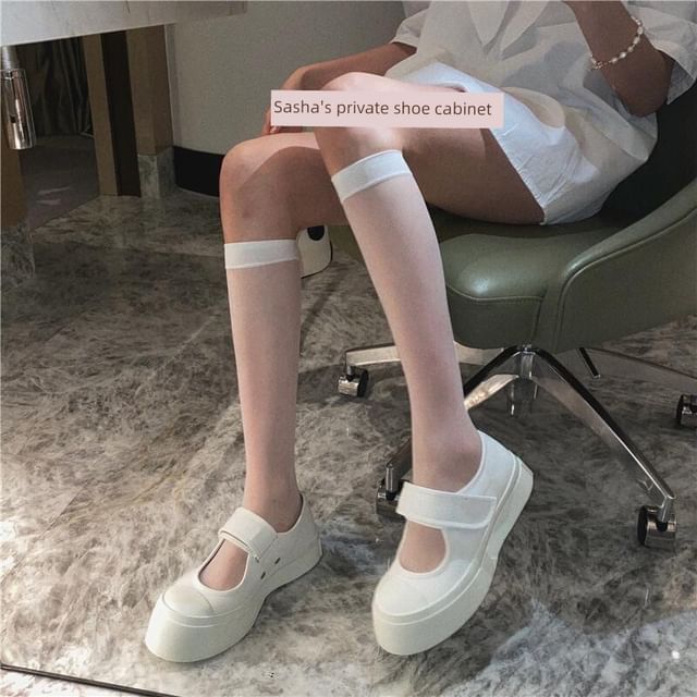 Adhesive Strap Platform Mary Jane Shoes