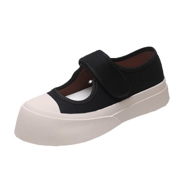Adhesive Strap Platform Mary Jane Shoes
