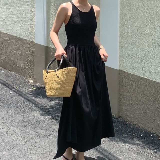 Spaghetti Strap Open Back Maxi A-Line Dress