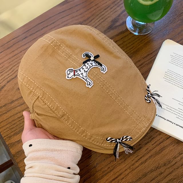 Dog Applique Flat Cap