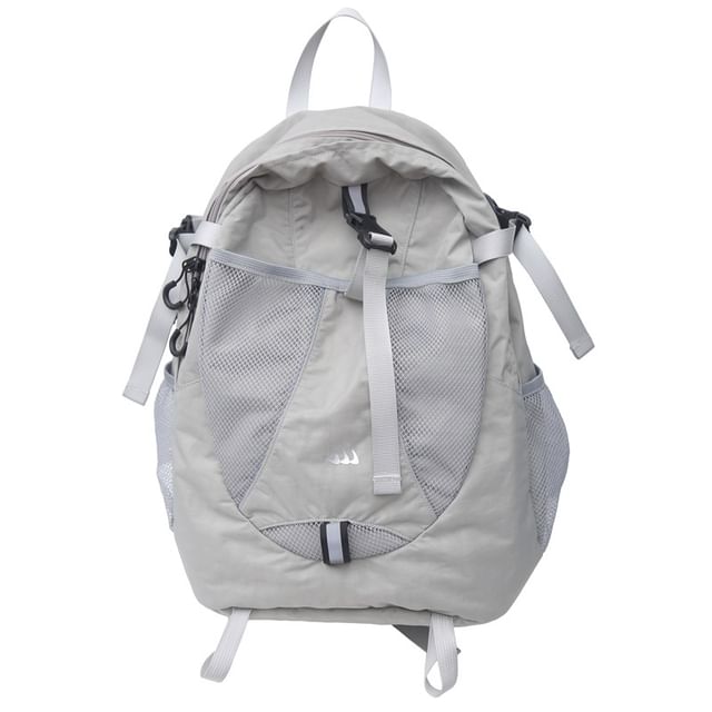 Star Print Mesh Panel Multi-Pocket Backpack