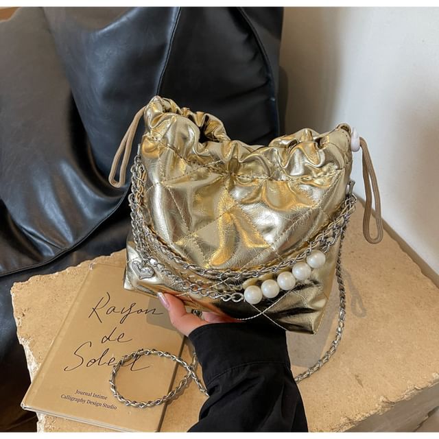 Bucket Quilted Strap Chain Bag