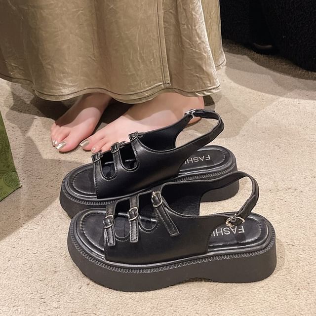 Platform Buckle Strap Sandals