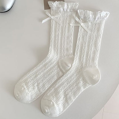 Ruffle Trim Mid Calf Socks / Set