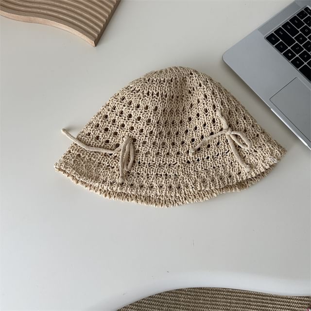 Knit Hat Bucket Bow