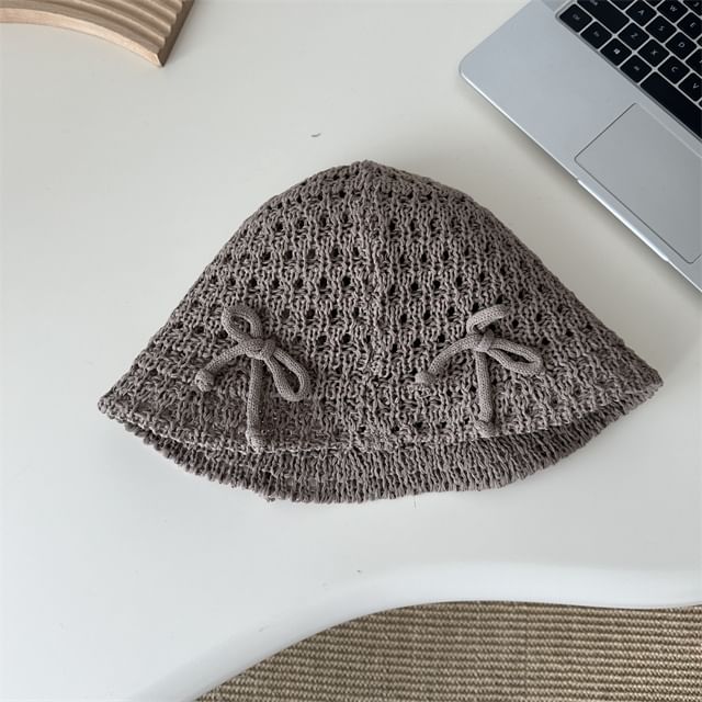 Knit Hat Bucket Bow