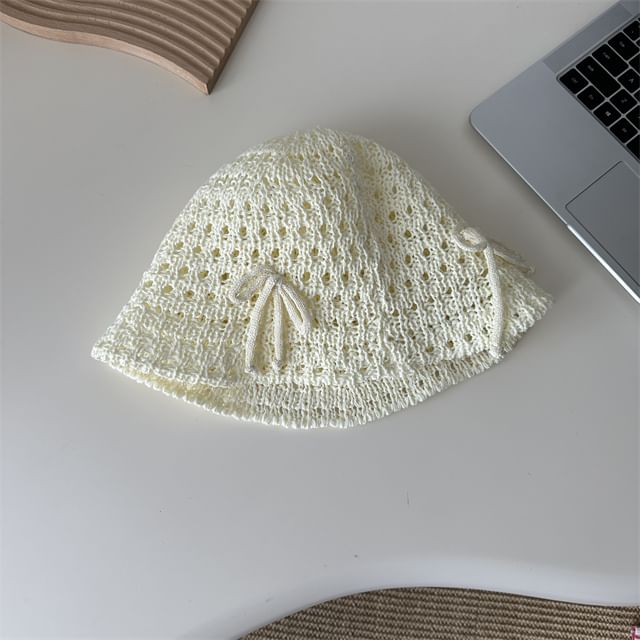 Knit Hat Bucket Bow