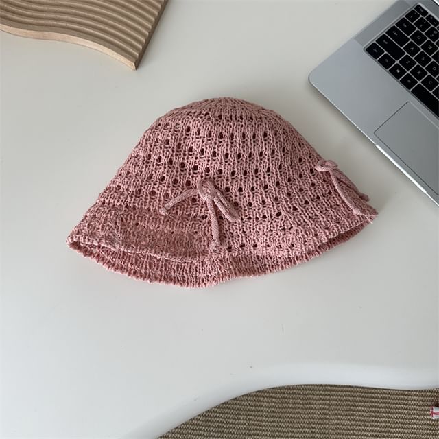 Knit Hat Bucket Bow