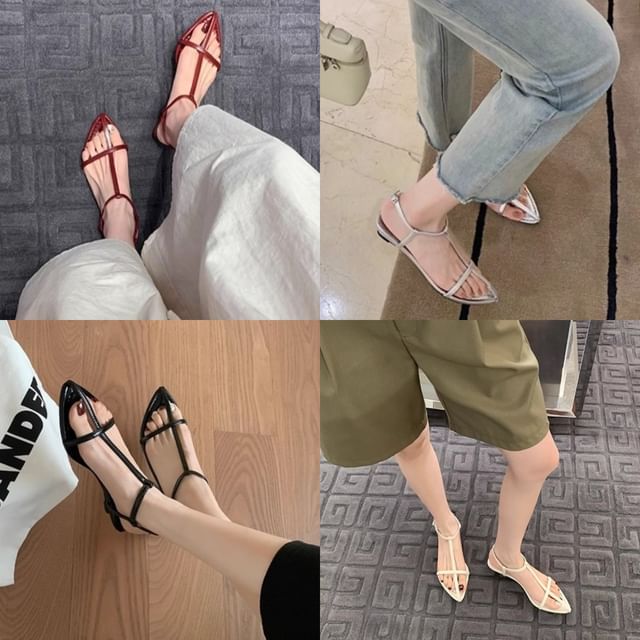 Wedge Strap Cross Ankle Criss Sandals