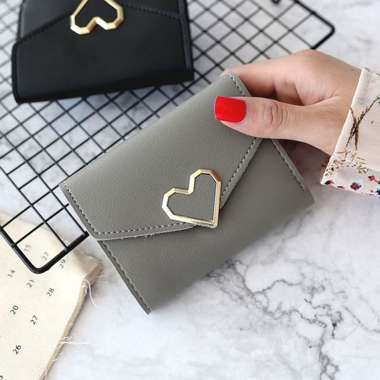 Short Heart Faux Leather Wallet Accent
