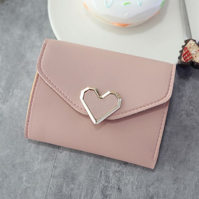 Short Heart Faux Leather Wallet Accent