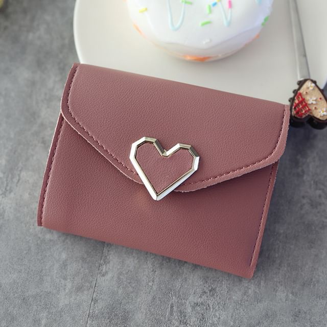 Short Heart Faux Leather Wallet Accent