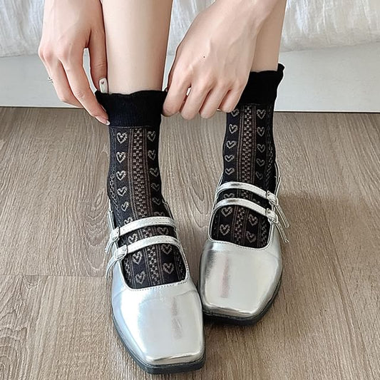 Plain Frill Trim Perforated Socks