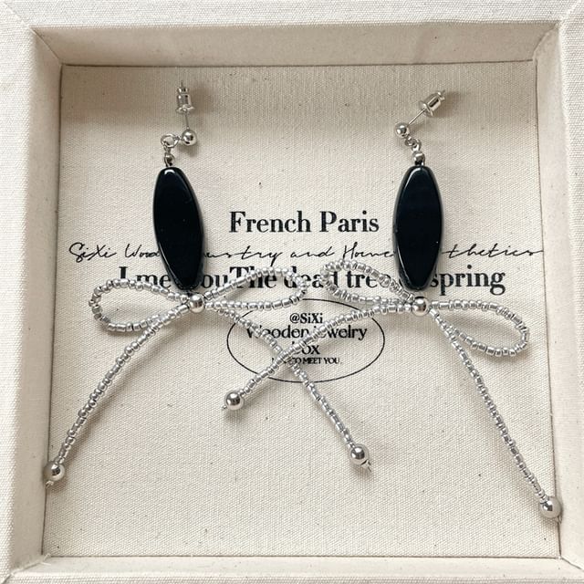 Necklace Earring / Beaded Bow Drop