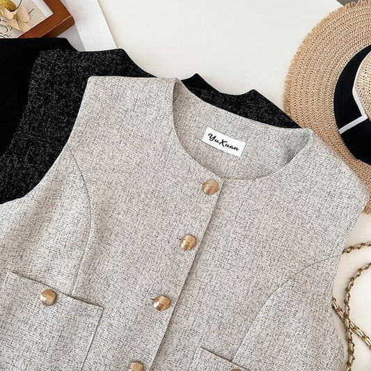 Round Neck Button Vest