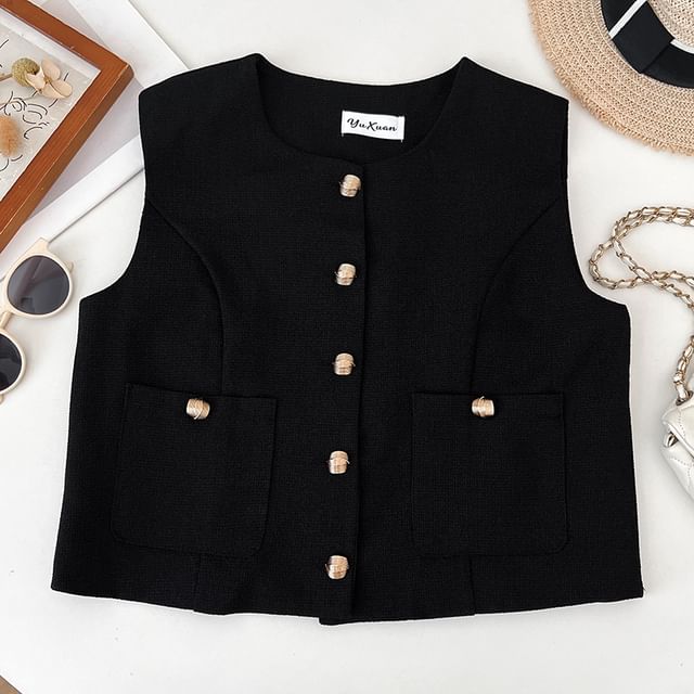 Round Neck Button Vest