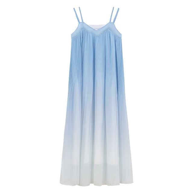 Thin Strap Gradient Midi A-Line Dress