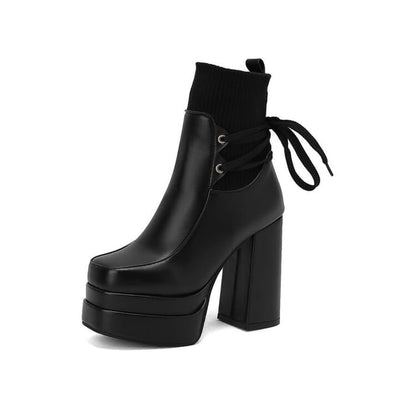 Platform Chunky Heel Short Boots