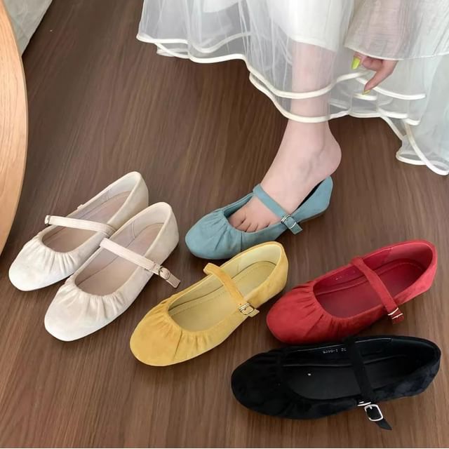 Flats Ruched Jane Plain Faux Suede Mary