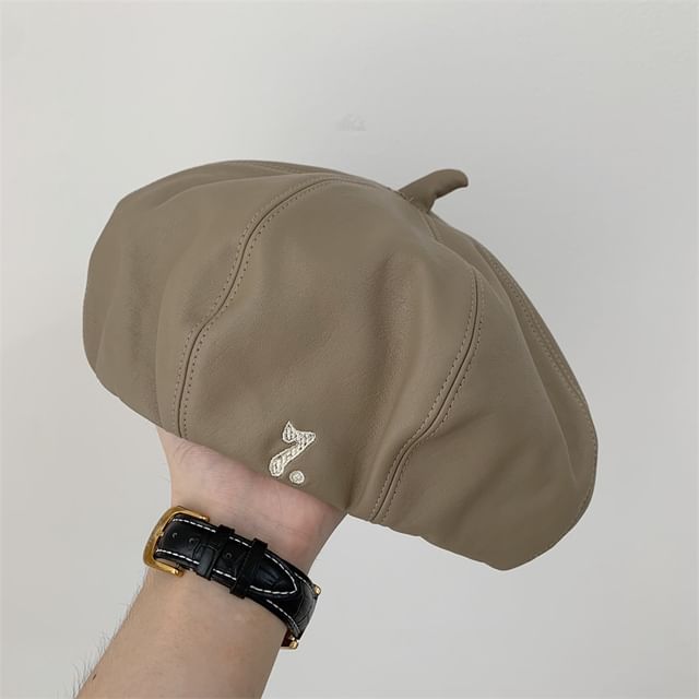 Faux Leather Numbering Beret