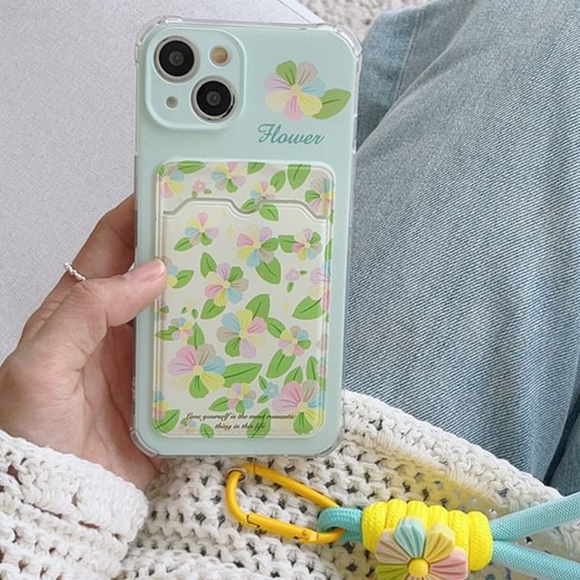 Case Holder Floral Strap Card Phone