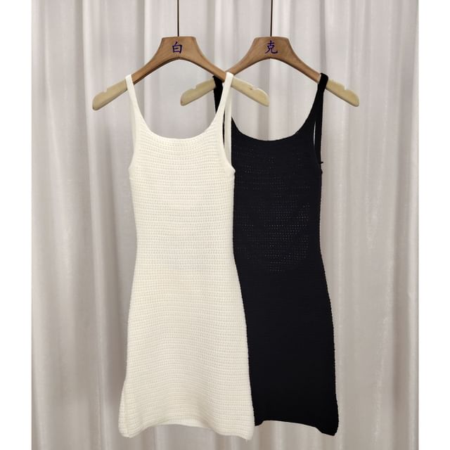 Slim Fit Cutout Knit Mini Dress with Adjustable Straps