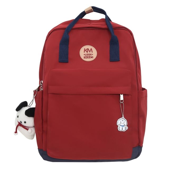 Applique Backpack Multi-Pocket