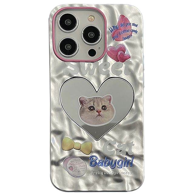 Heart Cat Phone Mirrored Case
