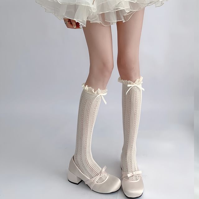 Ruffle Trimmed Knee High Socks Set