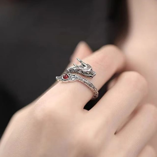 Sterling Silver Dragon Rhinestone Ring