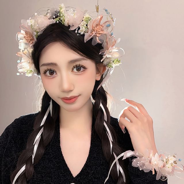 Floral Mesh Headband / Bracelet