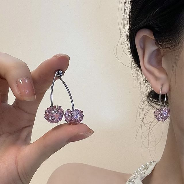 Drop Cherry Earring Rhinestone