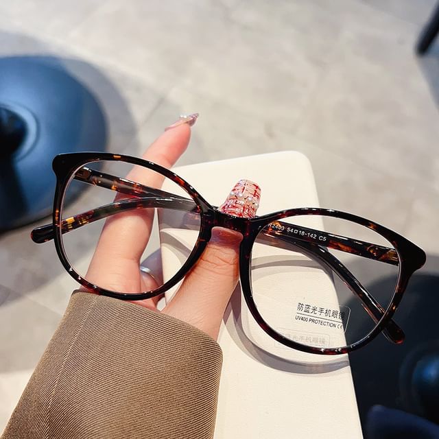 Blue Round Glasses Frame Blocking Light