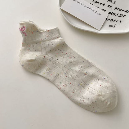 Bow Embroidered Ankle Socks