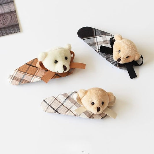 Plaid Bear Hair Pin